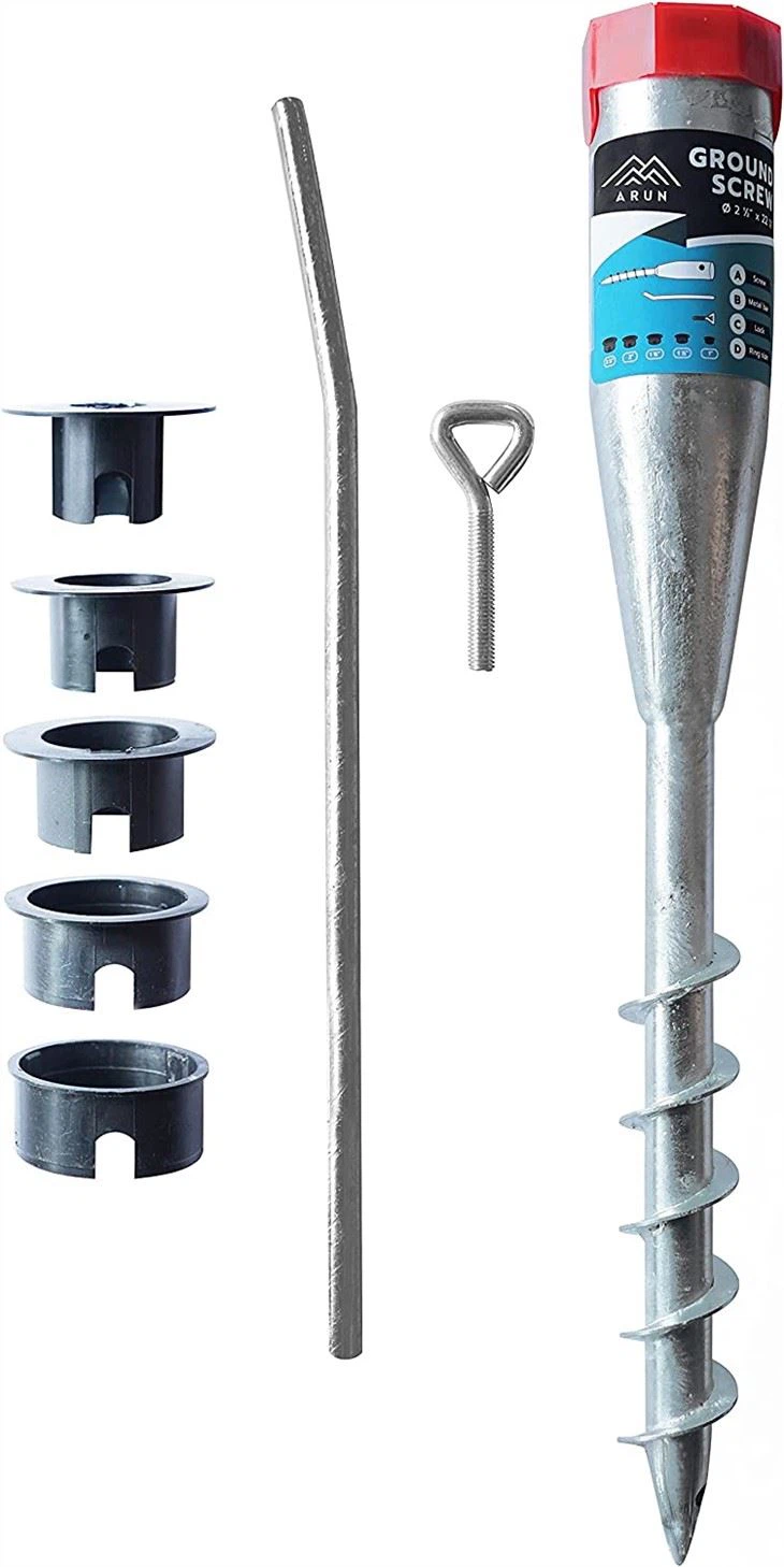 Ancrage à vis au sol sans creuser pour piquets de sol de 7/8 -2 2/8 manchons de support de poteau en plastique - 21.5 pouces de long support de mât de drapeau extérieur galvanisé - Ancrage de poteau de clôture de boîte aux lettres à base ronde
